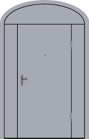 Тамбурная дверь одностворчатая с двумя боковыми фрамугами и аркой.
