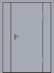 Тамбурная дверь одностворчатая с двумя боковыми фрамугами.