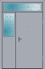 Тамбурная дверь со стёклами или стеклопакетами и решётками.