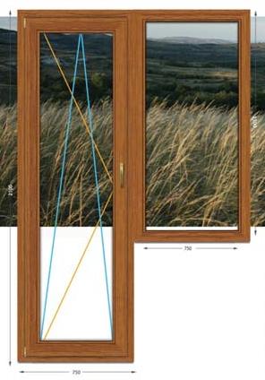 Окна деревянные со стеклопакетом. Профиль трёхслойный брус (сосна). Малый балконный блок.