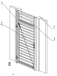 Фальш-панель над калиткой. Тип монтажа — накладной, открывание внутрь, вид со двора.