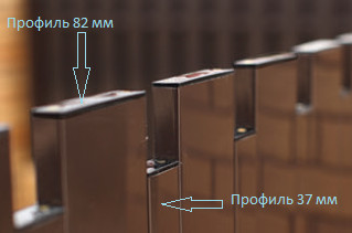 Накладной монтаж из профилей 82 мм и 37 мм.